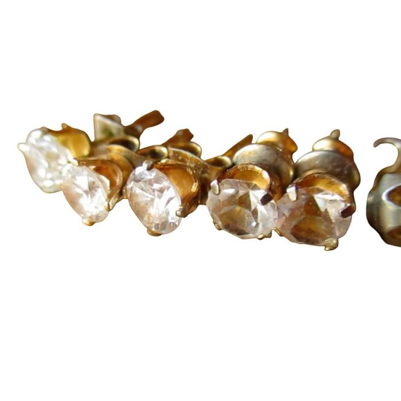 Lot 10 Vintage Estate Gold-Tone Round Cut Crystal Rhinestone Stud Earrings - Picture 4 of 5